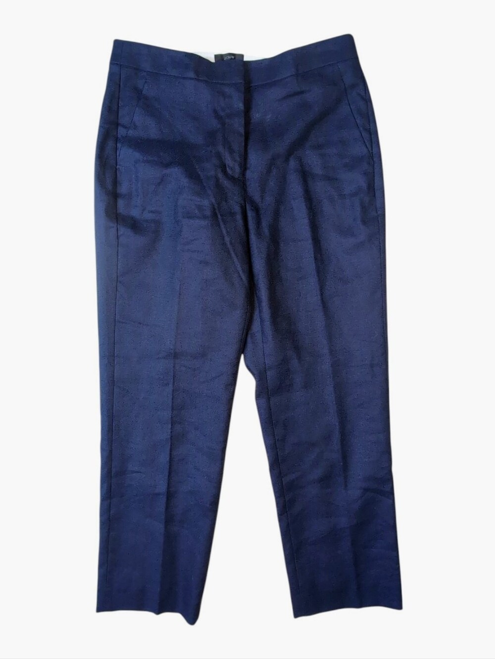 J.Crew Kate Linen Blend Trouser Pants Navy Blue Lined Straight Leg Womens Size 8